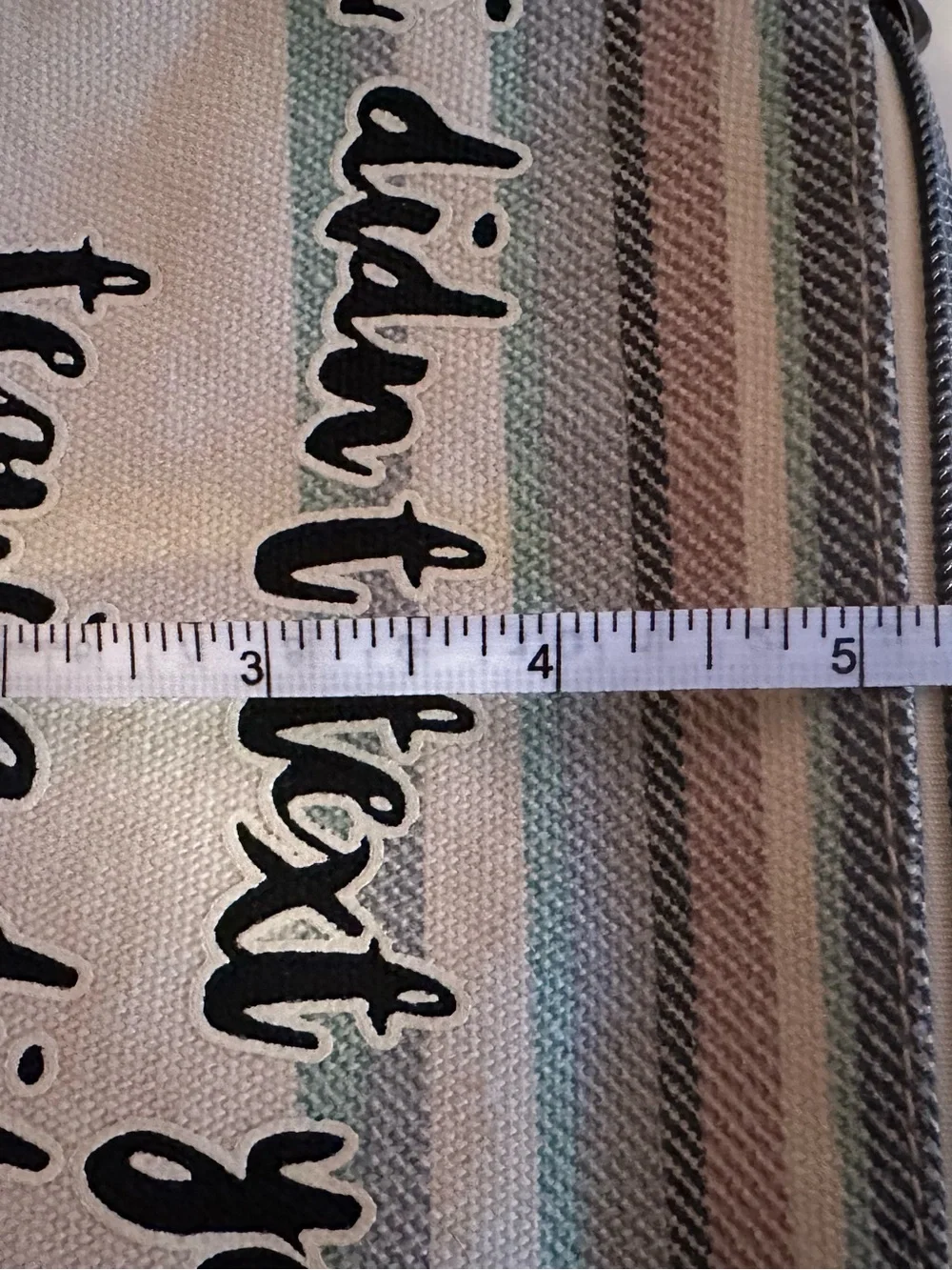 Maurices Cream Canvas Zip Pouch with Mint and Pink Stripes